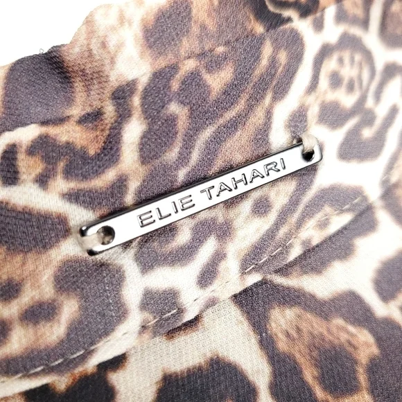 Elie Tahari Distressed Leopard Print Dress Sz 2 - Picture 2 of 16